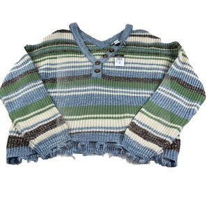 Sweater Striped Oversized Raw‎ Hem Size XL New